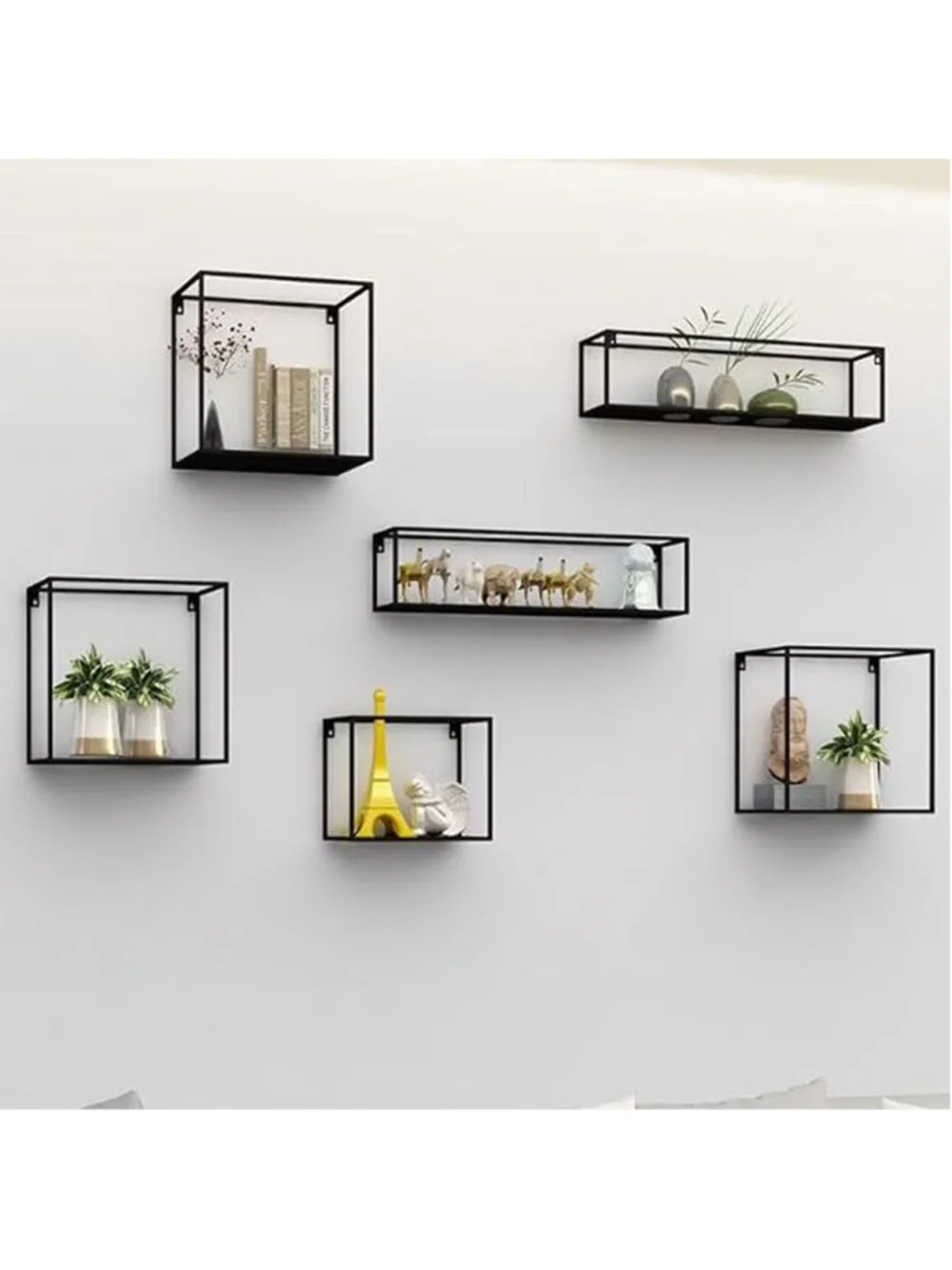 3 Piece Iron Bracket Shelf Black Metal Wall Display Shelves